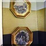 A03. Set of 6 small reverse painted glass. Each 10”h 